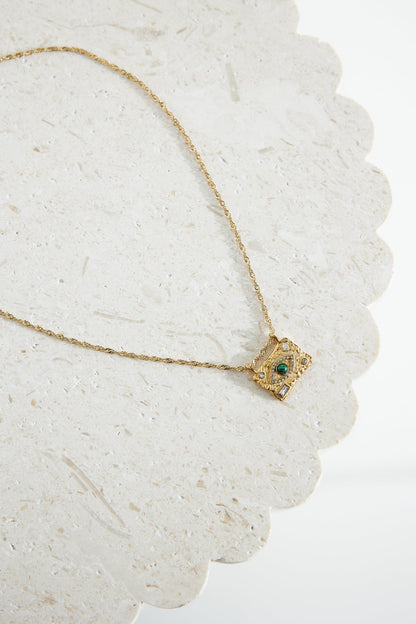 18k Gold Plated Unique Gem Necklace Gold