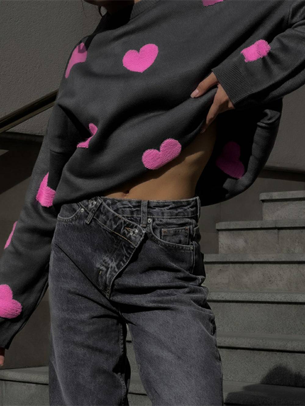 Heart Knit Sweatshirt