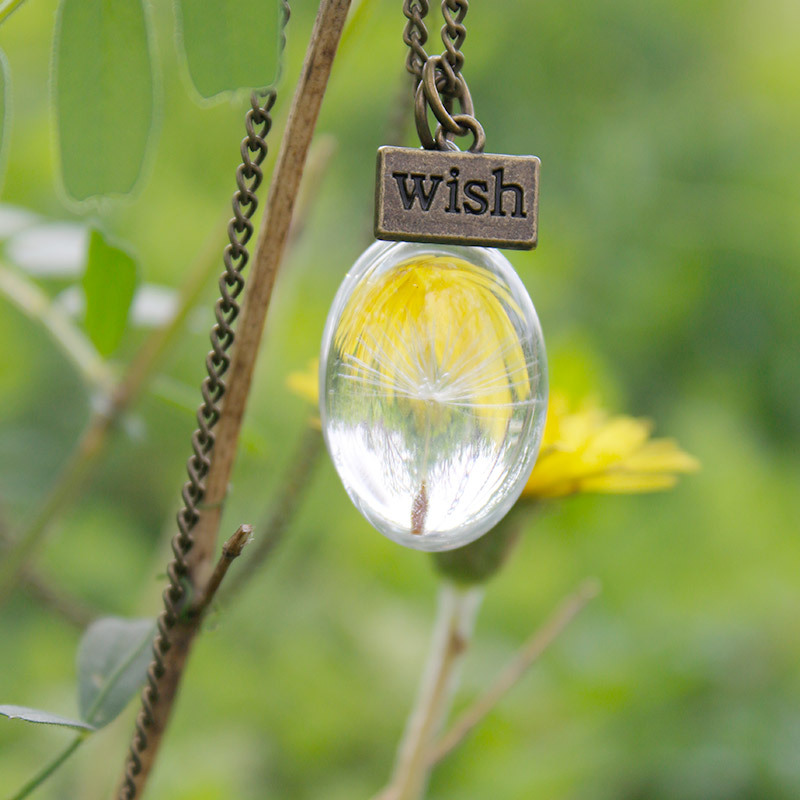 Resin Pressed Flower Necklaces - Ovar Crystal Dandelion