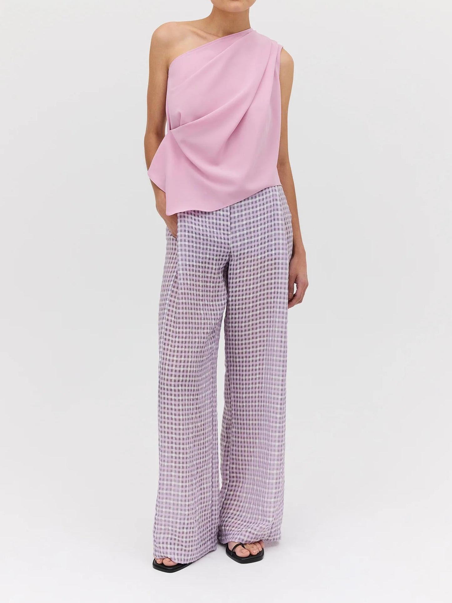 Rose Georgette Antonia Top & Lilac Check Ray Pant