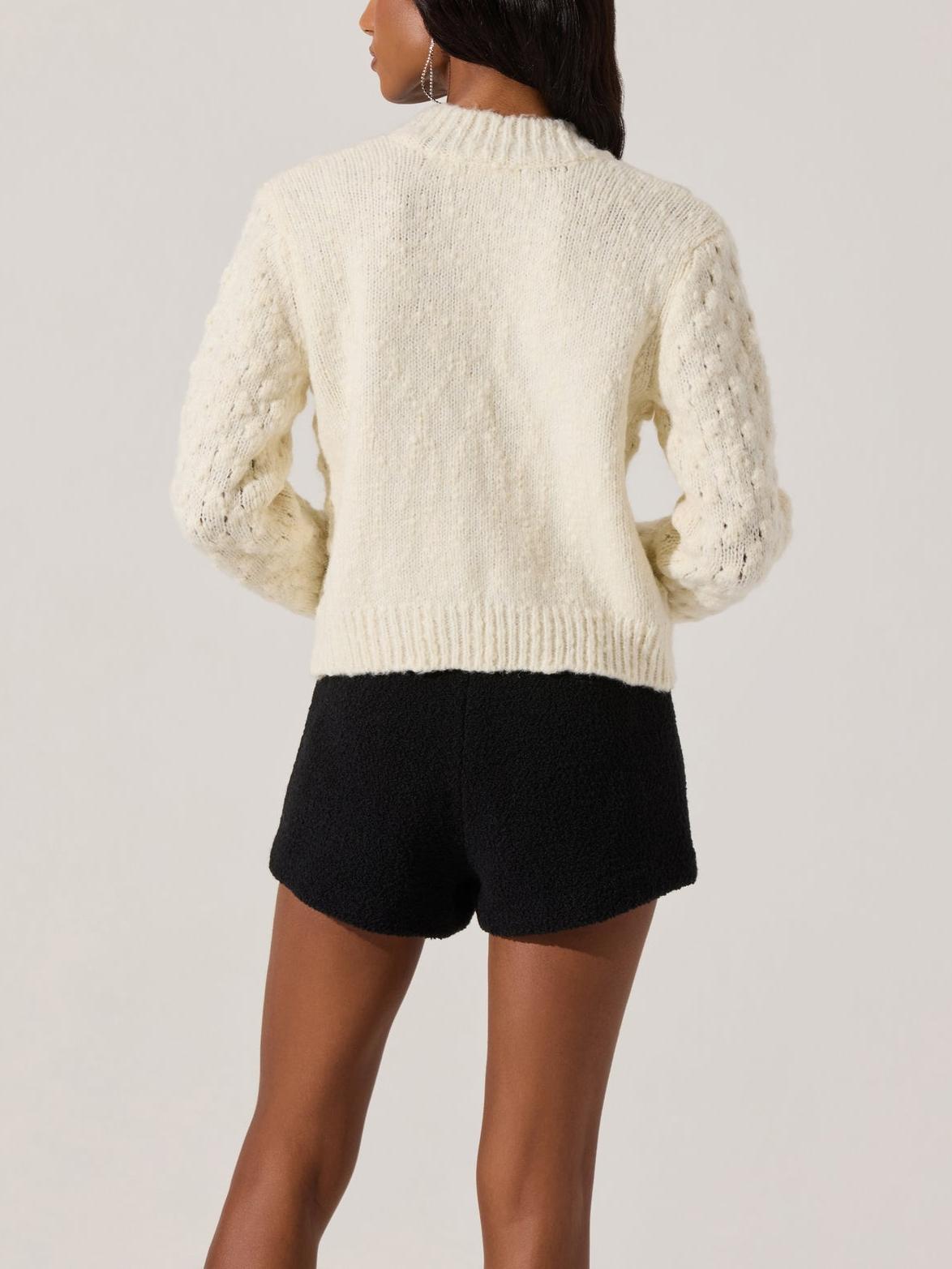 Bow Tie Textured Cardigan & Mid Rise Sequin Skort