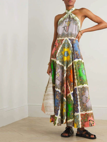 Paisley Satin Floral Maxi Dress