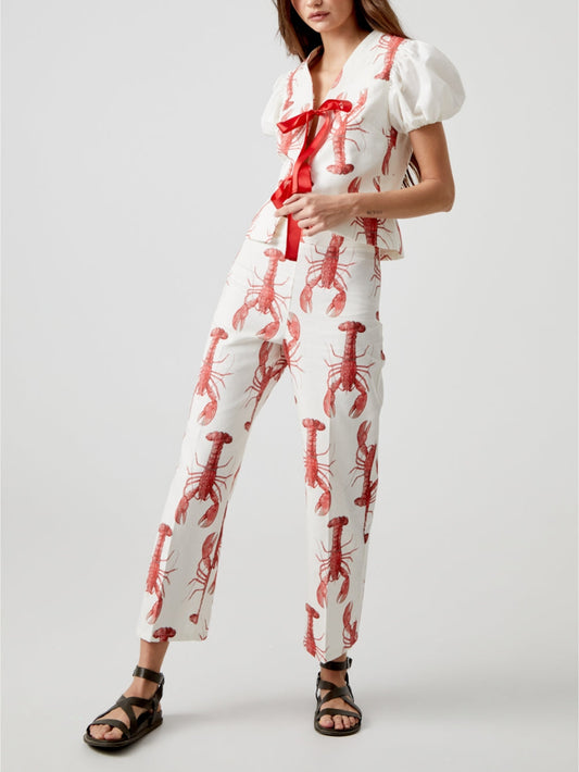 Lobster Print Straight Pants-Set