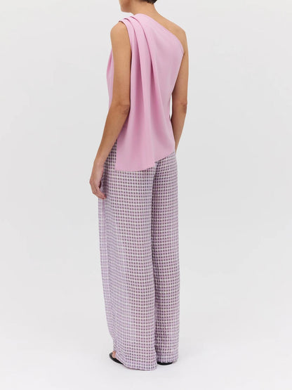 Rose Georgette Antonia Top & Lilac Check Ray Pant