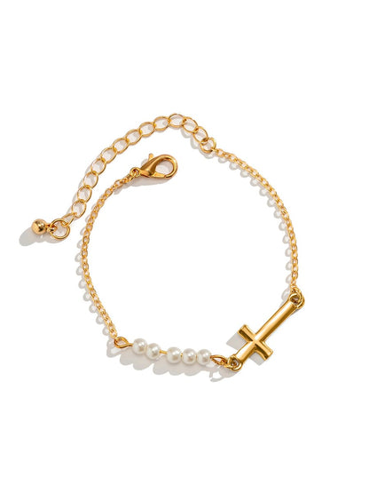 Pearl Cross Bracelet