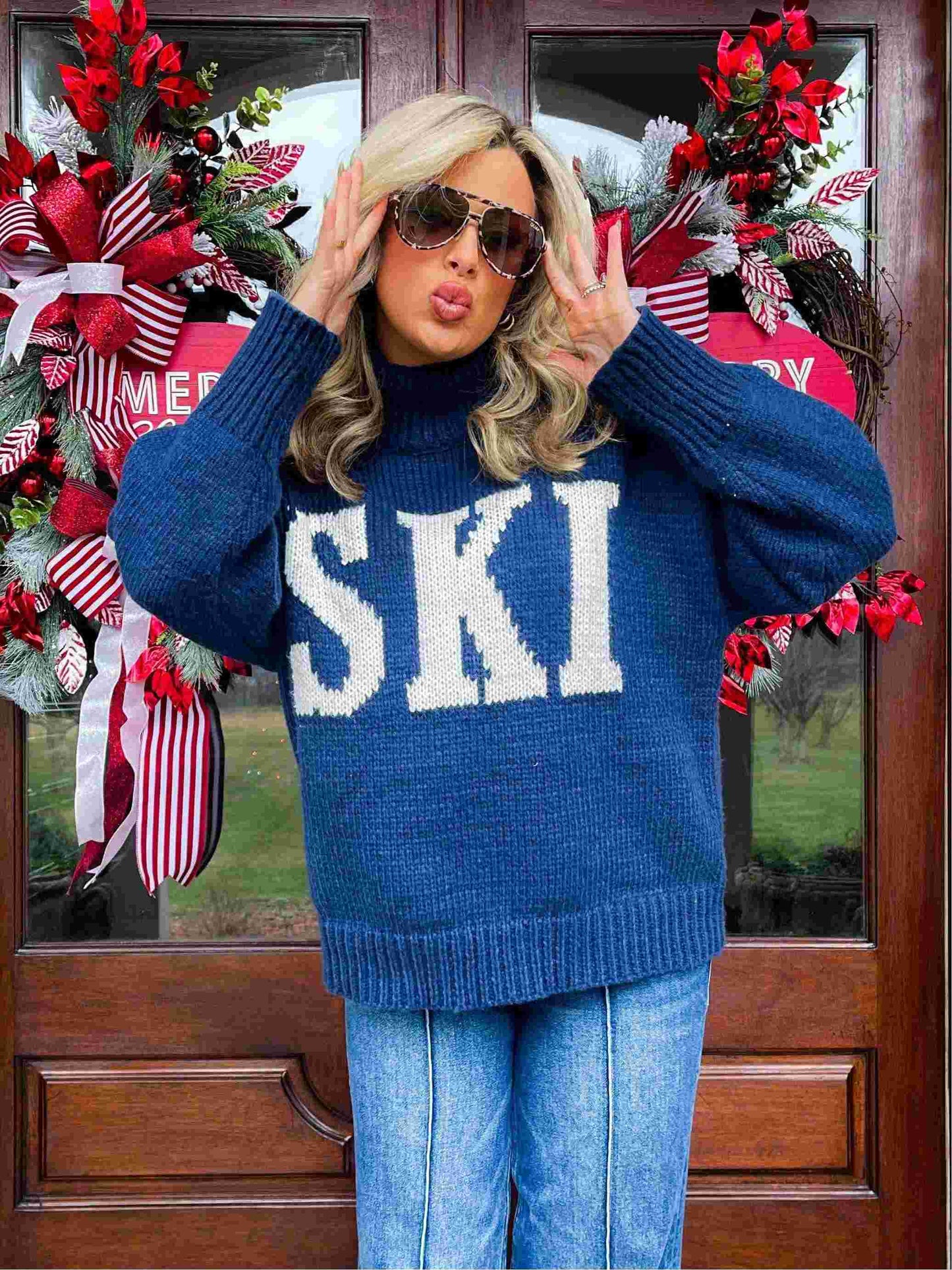 Retro Cashmere Turtleneck Ski Sweater