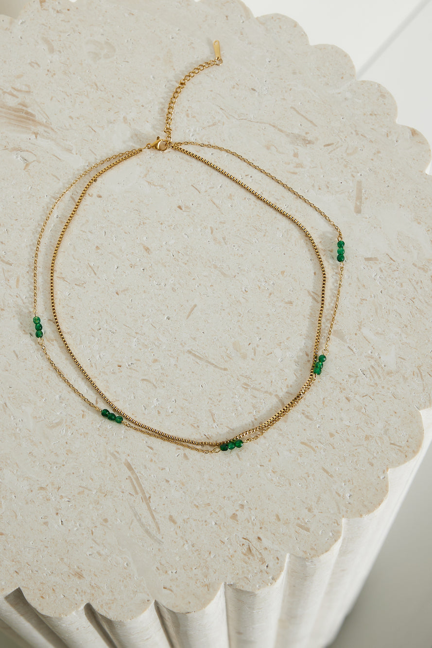 18k Gold Plated Green Touch Necklace Gold