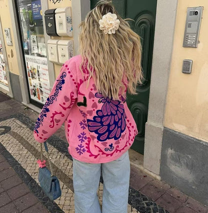 Cute Graffiti Style Print Thin Jacket