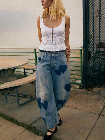 Casual Loose Mid-Rise Straight Jeans