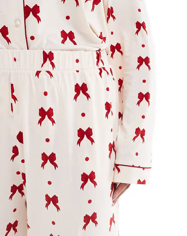 Red Bow Print Pajama Set