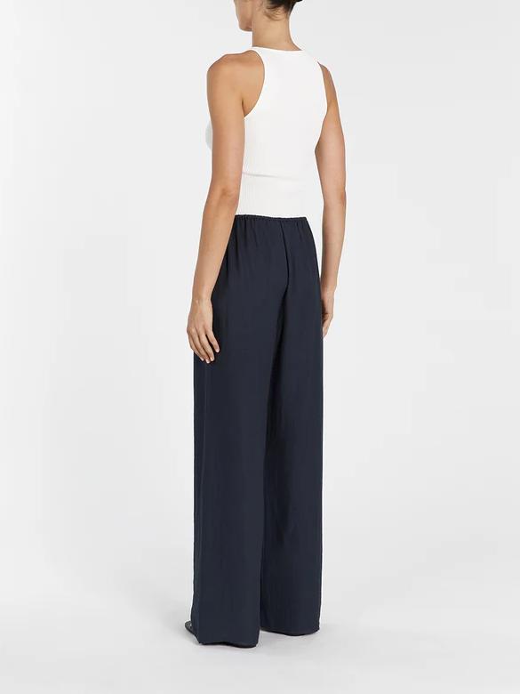 Asymmetrical Twist Detailing Top Linen Blend Pants Set