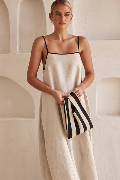 Contrast Linen Maxi Dress