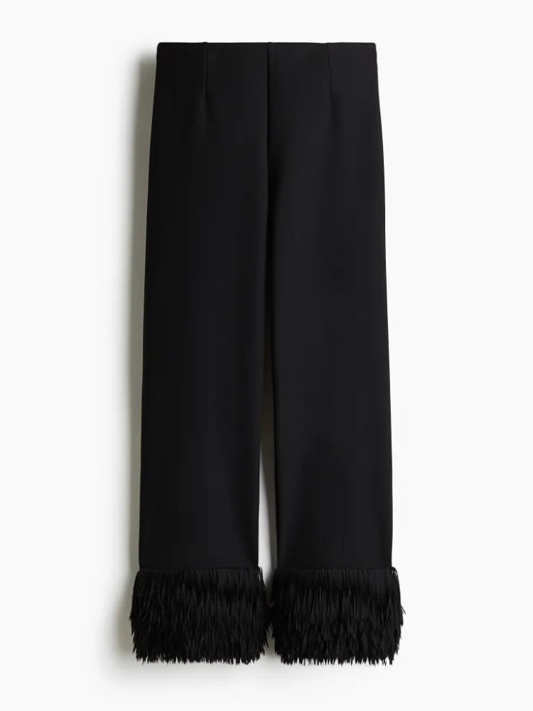 Statement Button Tuxedo Shirt & Fringed Trim Pants