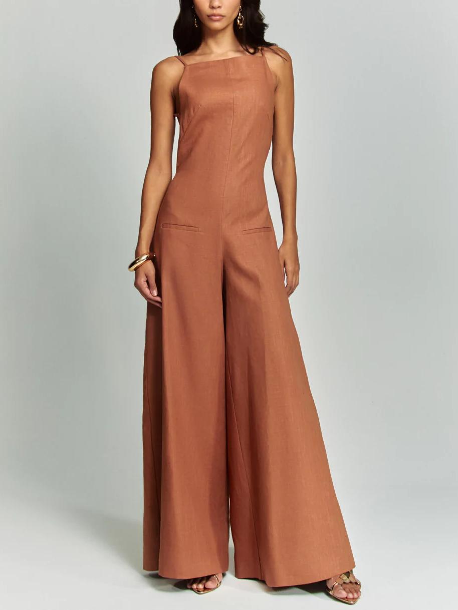 Brown Halter Jumpsuit Radiante