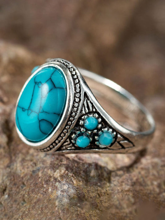 Sterling Silver Ring with Exquisite Blue Stone