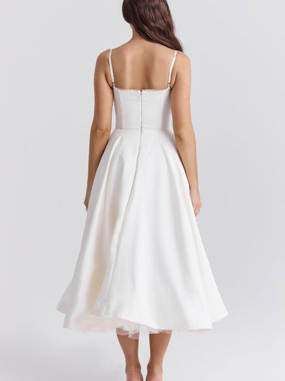 White Tulle Midi Dress