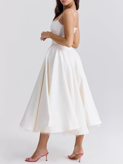 White Tulle Midi Dress