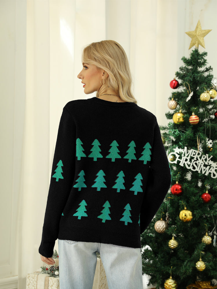 Sparkling Sequin Christmas Tree Knit Sweater