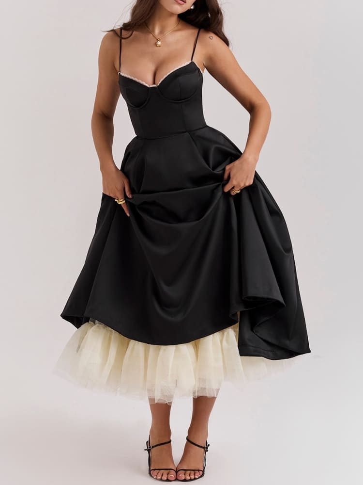 Black Tulle Midi Dress