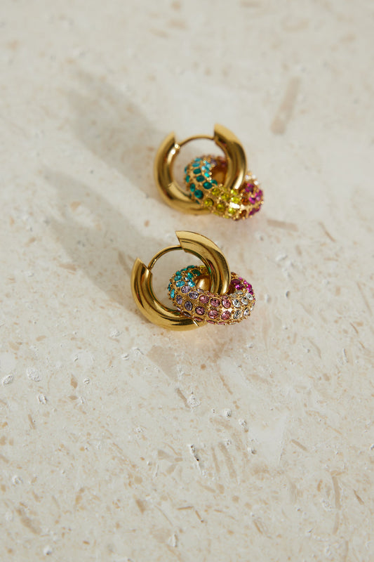 18k Gold Plated Rainbow Crystal Earrings Gold