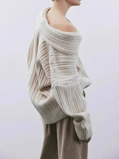 Oversized High Roll Knit Pullover