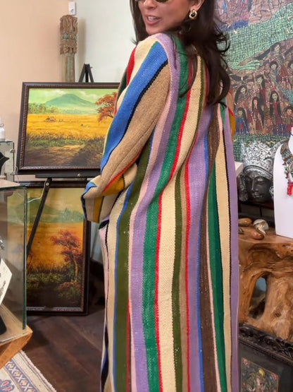 Colorful Striped Burlap Coat