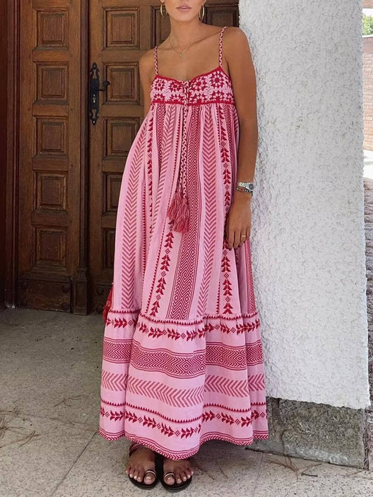 Ethnic Style  Knitted Slip Maxi Dress