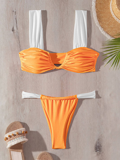 Color Block Strap Bikini Set