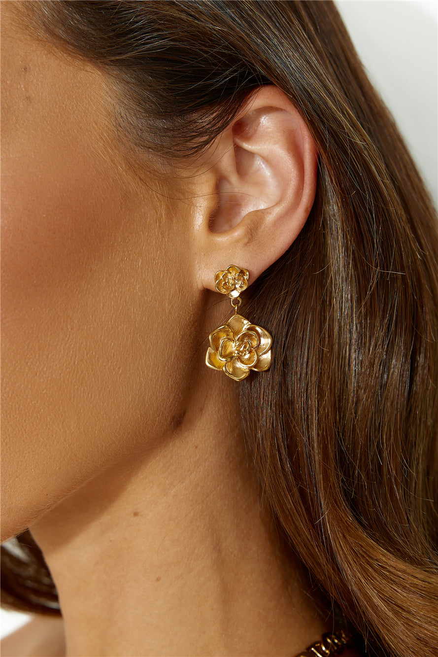 18k Gold Plated Full Bloom Earrings Gold