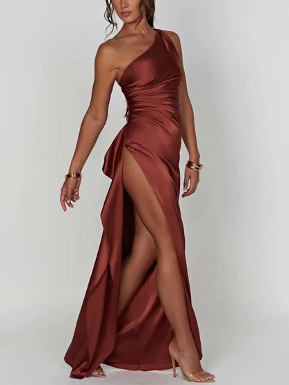 Satin Slit Maxi Dress