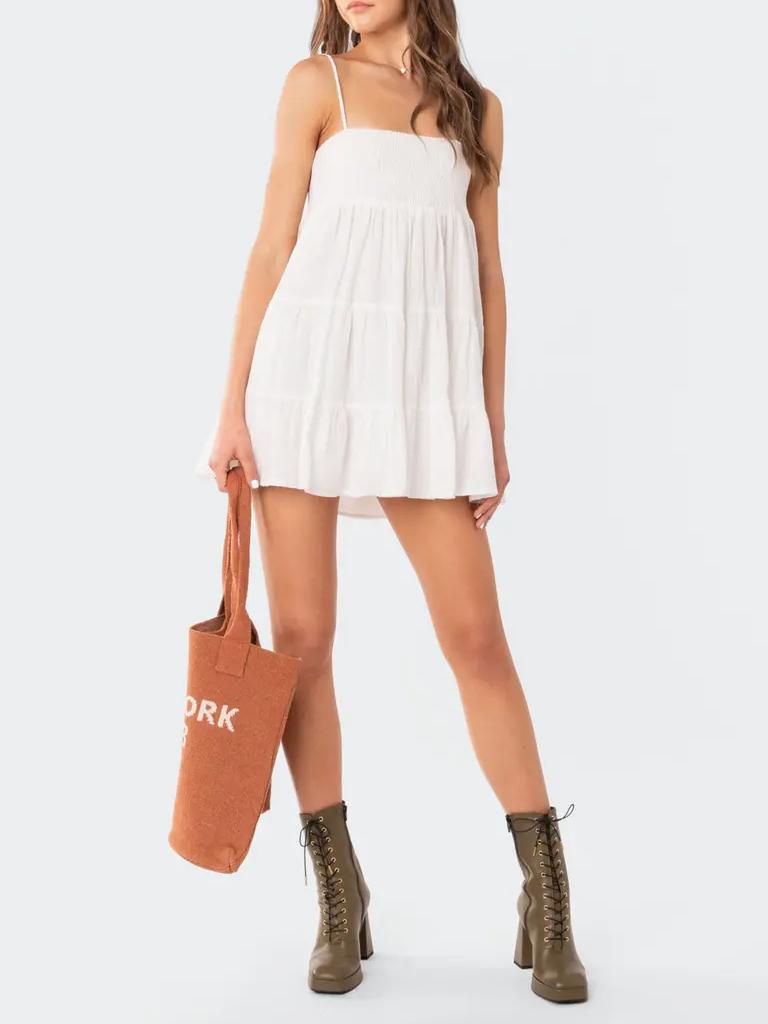 Cash Silhouette Tee & Ivory Cotton Mini dress