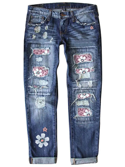 Fashionable Slim Fit Printed Jeans