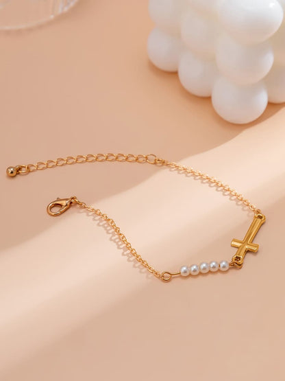 Pearl Cross Bracelet