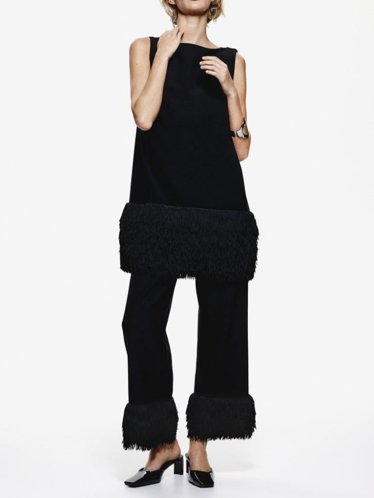 Statement Button Tuxedo Shirt & Fringed Trim Pants