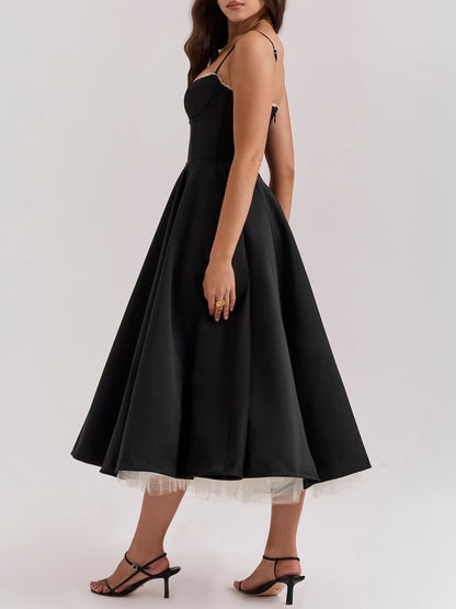 Black Tulle Midi Dress