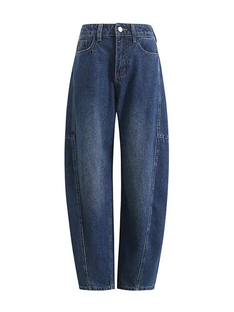 Trendy Loose Arc-Cut Denim Pants