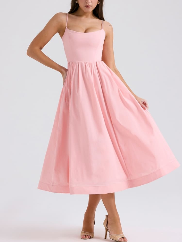 Rose Pink Cotton Corset Sundress