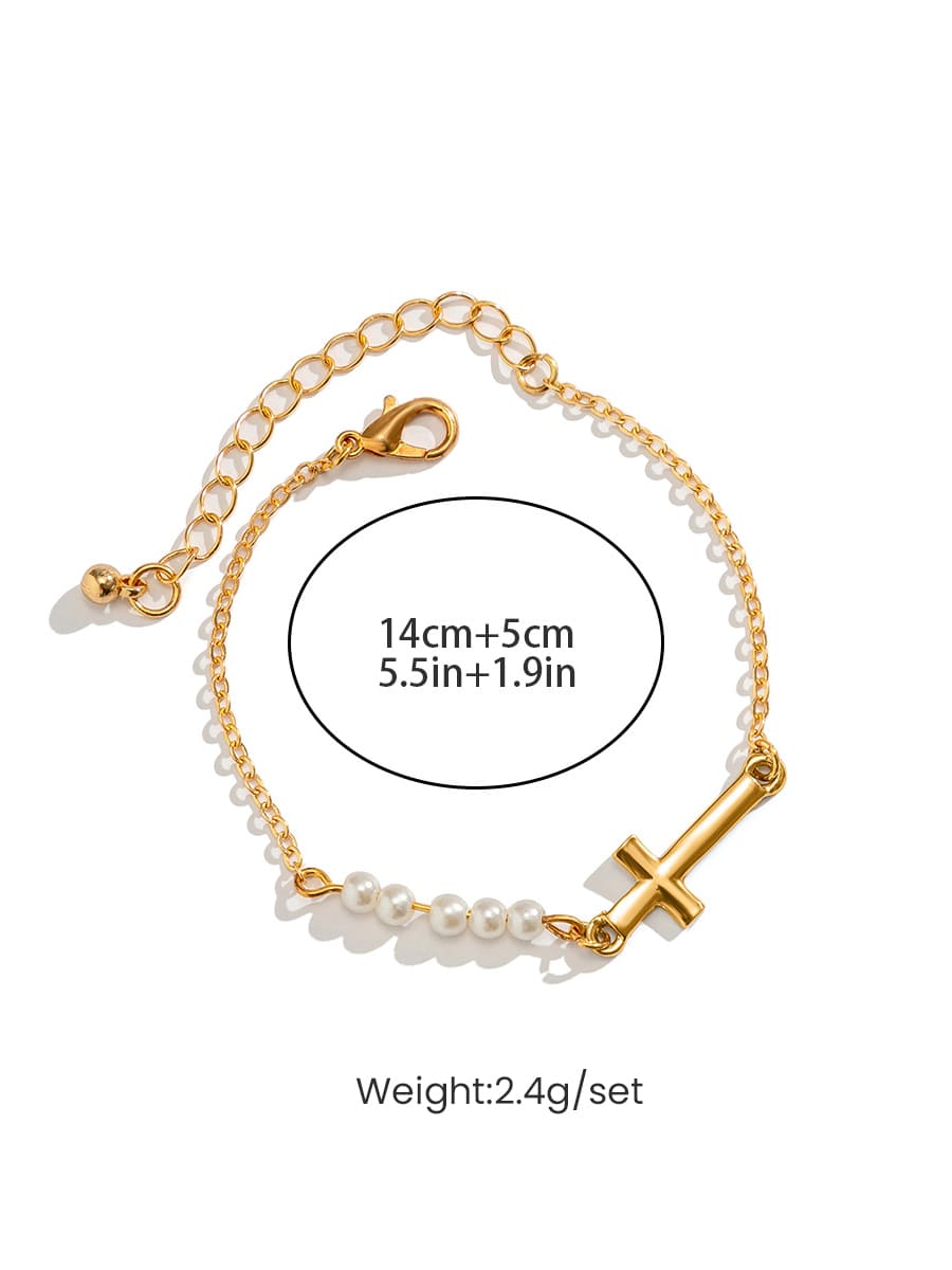 Pearl Cross Bracelet