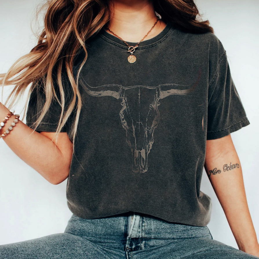 Boho Cow Skull  T-shirt