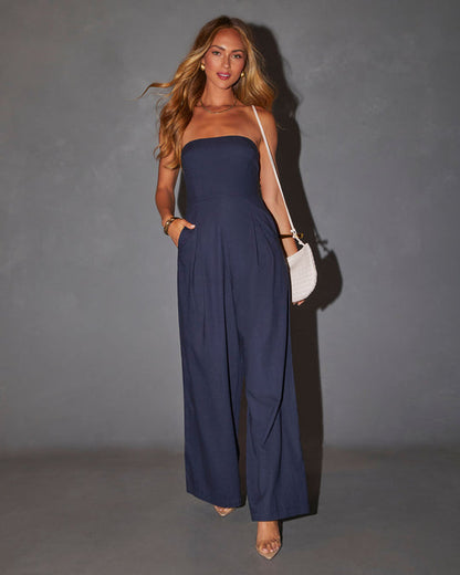 Blue Tube Top Jumpsuit