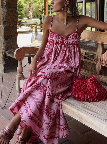 Ethnic Style  Knitted Slip Maxi Dress