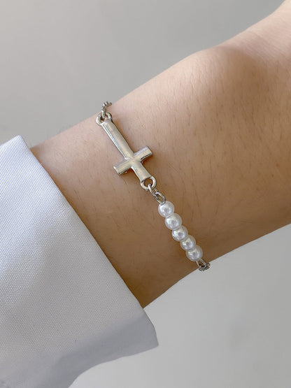 Pearl Cross Bracelet