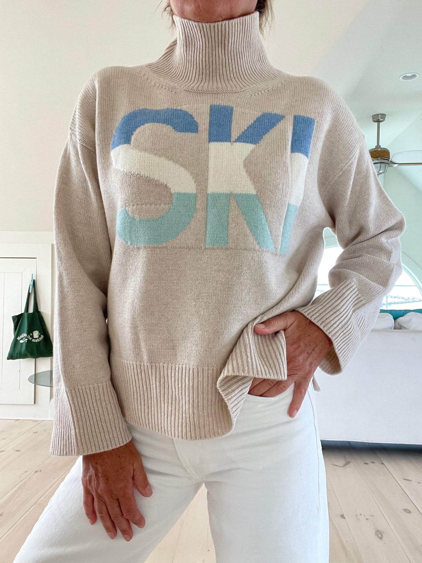 Retro Cashmere Turtleneck Ski Sweater