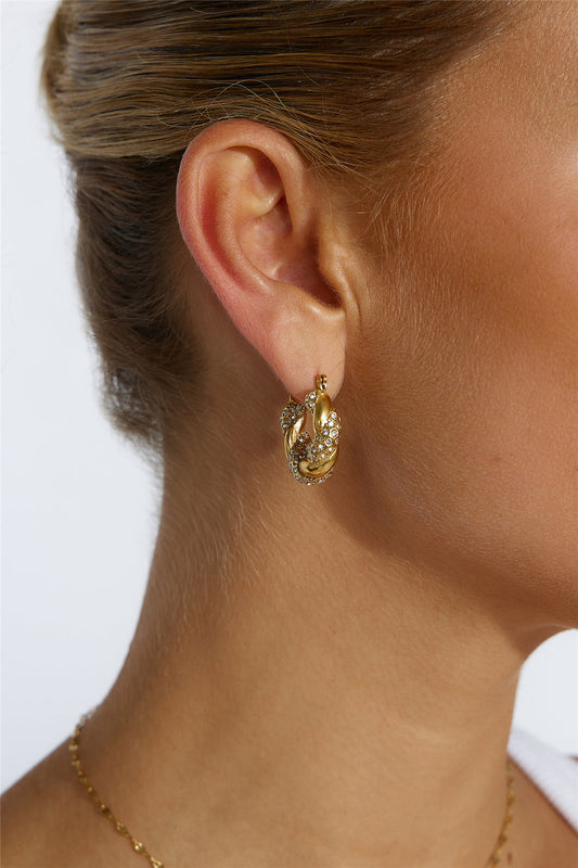 18k Gold Plated Crystal Lover Earrings Gold