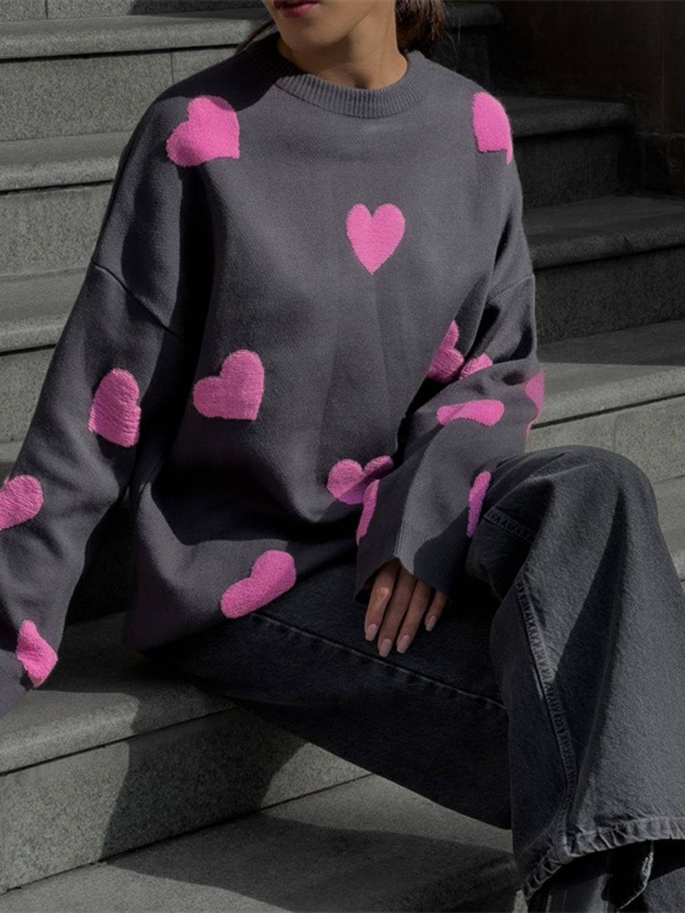 Heart Knit Sweatshirt