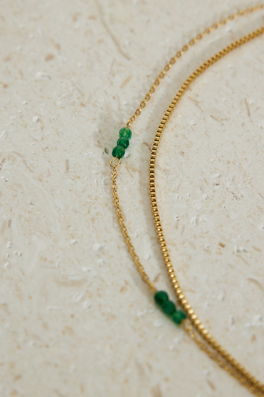 18k Gold Plated Green Touch Necklace Gold