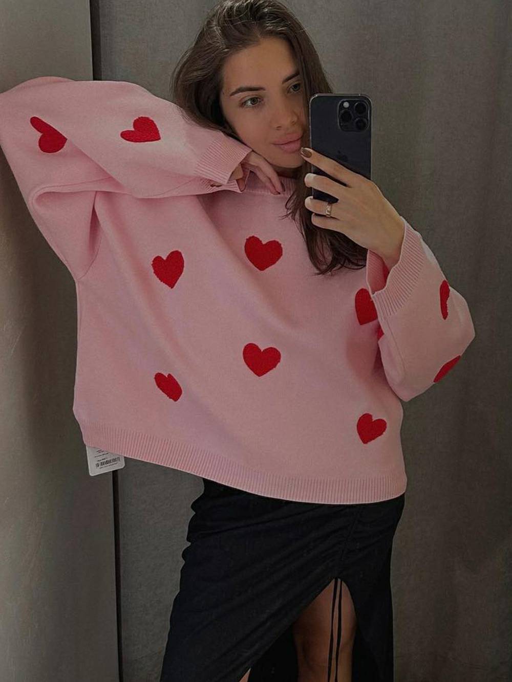 Heart Knit Sweatshirt